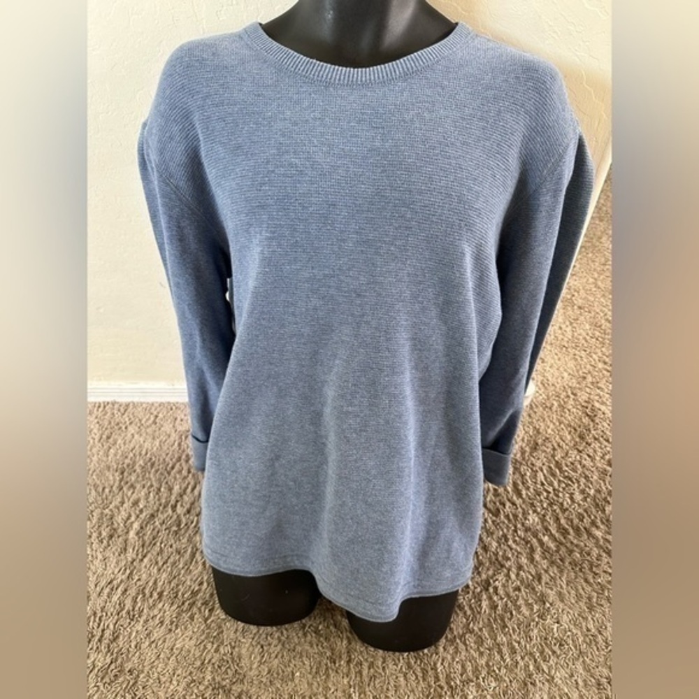 Men’s Team Pre Own As Is Eddie Bauer Crew neck Sweater Size L Large Blue - Picture 1 of 5